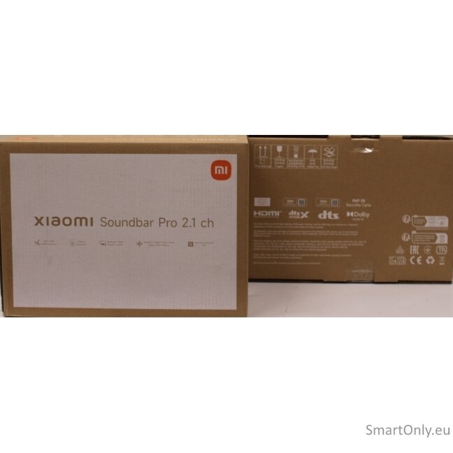 SALE OUT. Xiaomi Soundbar Pro 2.1 ch | Xiaomi Soundbar Pro 2.1 ch | Warranty 24 month(s) | 300 W | Bluetooth | Wireless connection | Black | DAMAGED PACKAGING, MISSING INNER PACKAGING. SCRATCHED AND DIRTY 1