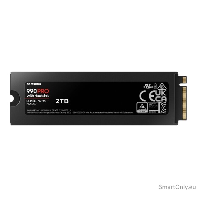 Samsung | 990 PRO with Heatsink | 2000 GB | SSD form factor M.2 2280 | Solid-state drive interface M.2 NVMe | Read speed 7450 MB/s | Write speed 6900 MB/s 9 Samsung | 990 PRO with Heatsink | 2000 GB | SSD form factor M.2 2280 | Solid-state drive interface M.2 NVMe | Read speed 7450 MB/s | Write speed 6900 MB/s 9