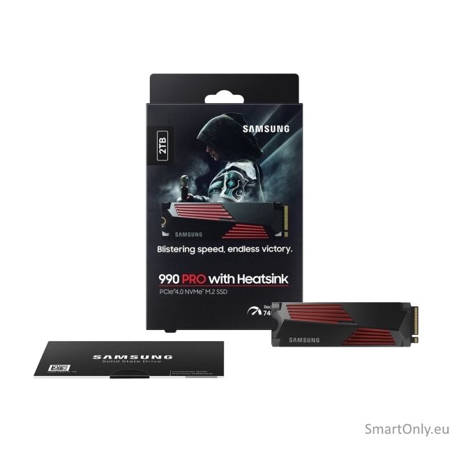 Samsung | 990 PRO with Heatsink | 2000 GB | SSD form factor M.2 2280 | Solid-state drive interface M.2 NVMe | Read speed 7450 MB/s | Write speed 6900 MB/s 10