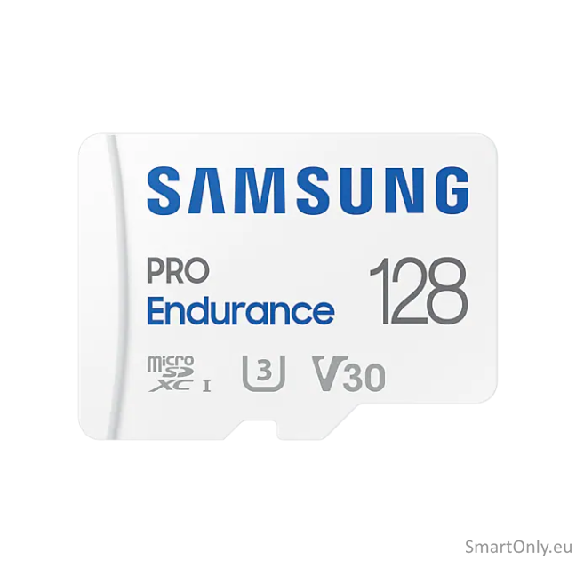 Samsung | PRO Endurance | MB-MJ128KA/EU | 128 GB | MicroSD Memory Card | Flash memory class U3, V30, Class 10 | SD adapter Samsung | PRO Endurance | MB-MJ128KA/EU | 128 GB | MicroSD Memory Card | Flash memory class U3, V30, Class 10 | SD adapter