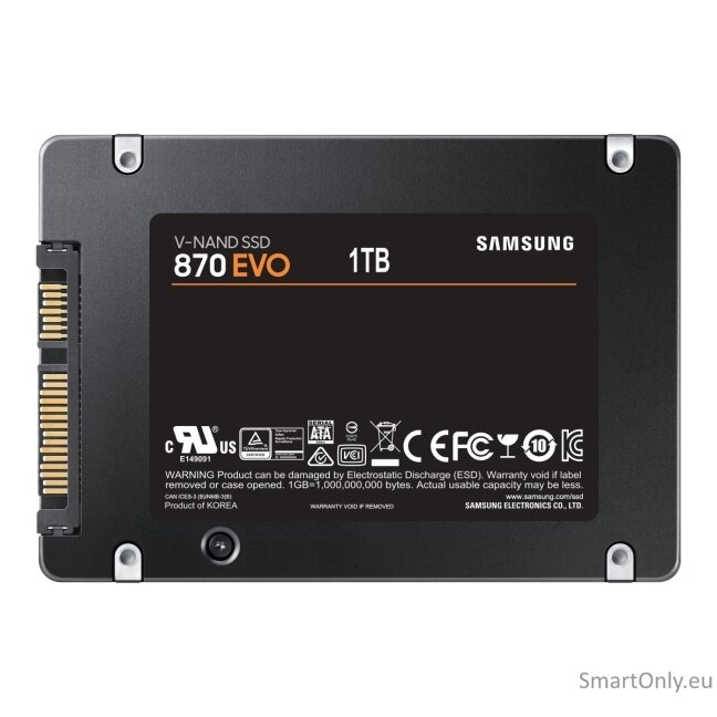 Samsung | SSD | 870 EVO | 1000 GB | SSD form factor 2.5" | Solid-state drive interface SATA III | Read speed 560 MB/s | Write speed 530 MB/s 5 Samsung | SSD | 870 EVO | 1000 GB | SSD form factor 2.5" | Solid-state drive interface SATA III | Read speed 560 MB/s | Write speed 530 MB/s 5
