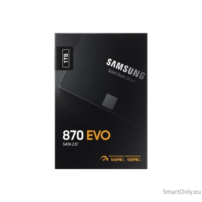 Samsung | SSD | 870 EVO | 1000 GB | SSD form factor 2.5" | Solid-state drive interface SATA III | Read speed 560 MB/s | Write speed 530 MB/s 7