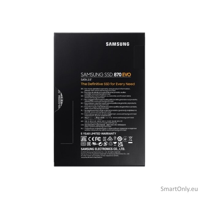 Samsung | SSD | 870 EVO | 1000 GB | SSD form factor 2.5" | Solid-state drive interface SATA III | Read speed 560 MB/s | Write speed 530 MB/s 9 Samsung | SSD | 870 EVO | 1000 GB | SSD form factor 2.5" | Solid-state drive interface SATA III | Read speed 560 MB/s | Write speed 530 MB/s 9
