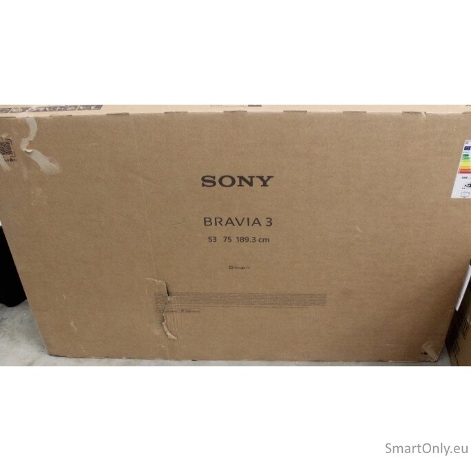 SALE OUT. Sony K75S35B Bravia 3 75" (189cm) 4K Ultra HD Smart Google D-LED TV | SALE OUT. | Sony TV | K75S35B Bravia 3 | 75 | Smart TV | Google TV | 4K UHD | DAMAGED PACKAGING, UNPACKED SALE OUT. Sony K75S35B Bravia 3 75" (189cm) 4K Ultra HD Smart Google D-LED TV | SALE OUT. | Sony TV | K75S35B Bravia 3 | 75 | Smart TV | Google TV | 4K UHD | DAMAGED PACKAGING, UNPACKED