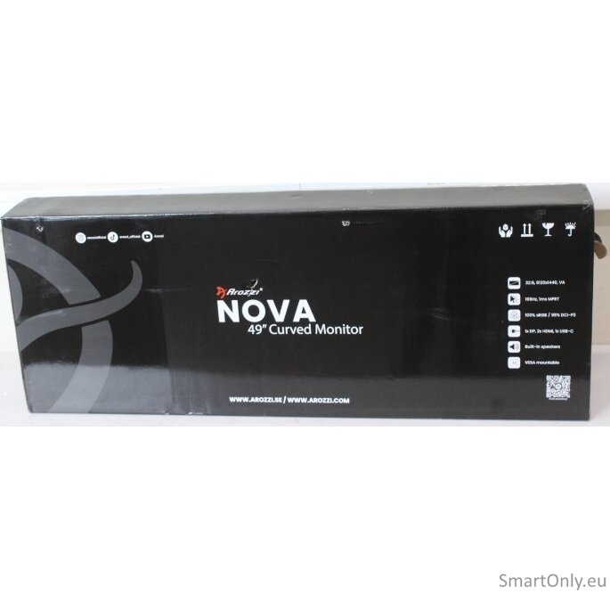 SALE OUT. Arozzi Nova 49" VA, 165Hz - White | Arozzi | Nova | 49 " | VA | 32:9 | 165 Hz | 4 ms | 5120 x 1440 pixels | 350 cd/m² | HDMI ports quantity 2 | White | Warranty 24 month(s) | DAMAGED PACKAGING, USED, SCRATCHED BODY AND AC-ADAPTER