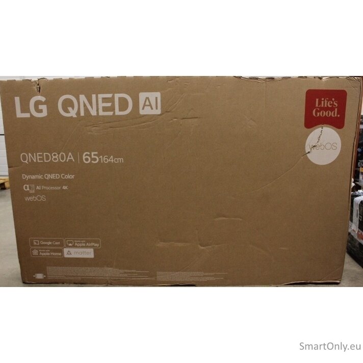 SALE OUT. | LG 65QNED80A3A | 65 | Smart TV | webOS | UHD | DAMAGED PACKAGING 1 SALE OUT. | LG 65QNED80A3A | 65 | Smart TV | webOS | UHD | DAMAGED PACKAGING 1