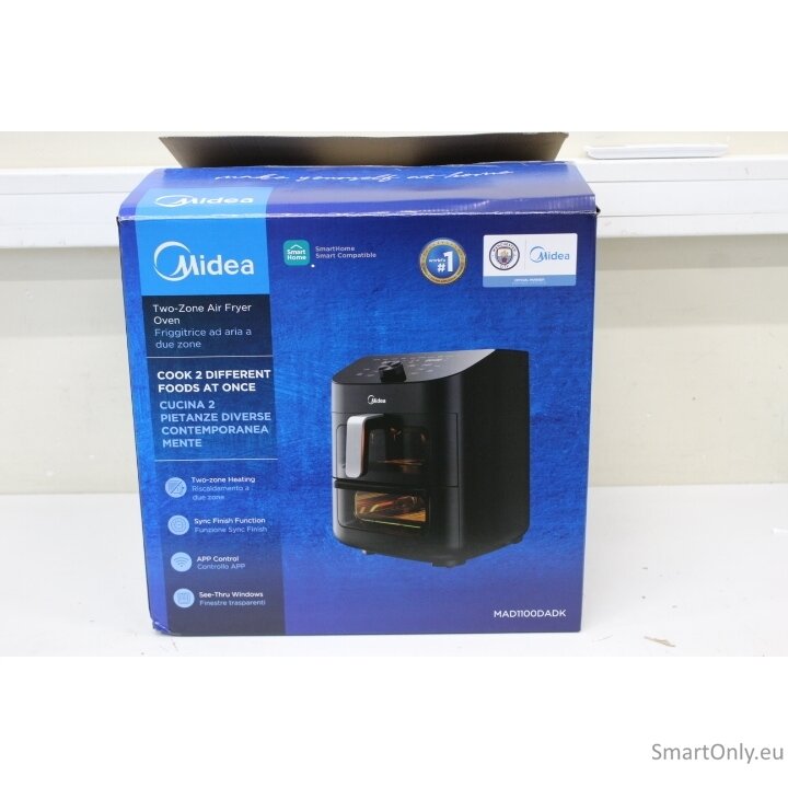 SALE OUT. Midea MAD1100DADK Air fryer digital,Two-zone cavity, 6.4L + 4.4L | Midea Two Zone Airfryer | MAD1100DADK | Power 1850 W | Capacity 4.4/6.4 L | Rapid Air technology | Black | USED, DIRTY, SCRATCHED ON TOP 1