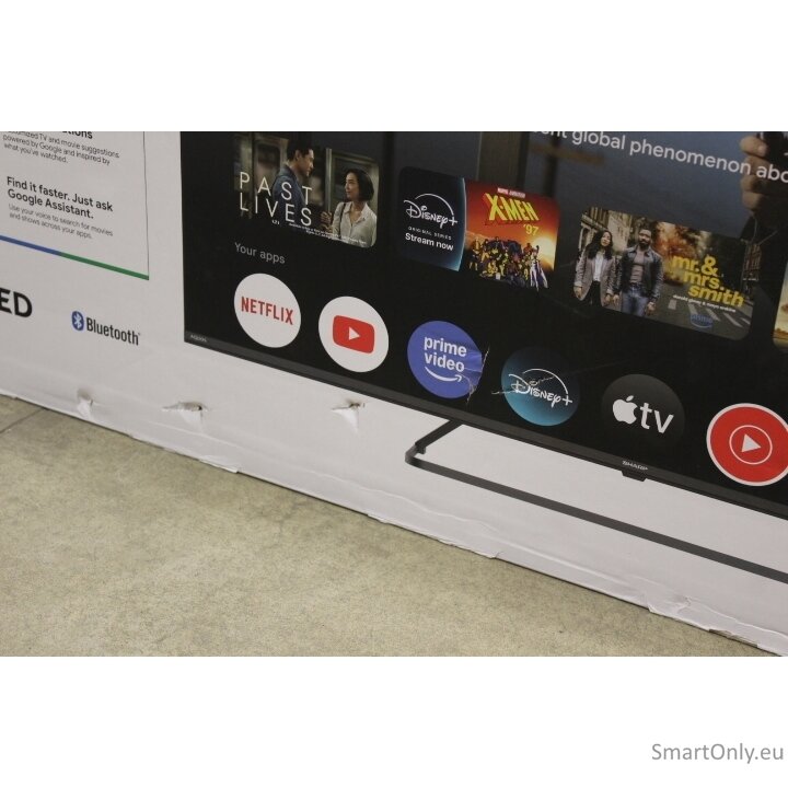SALE OUT. Sharp 50HP6265E 50" (126cm) QLED 4K Ultra HD Google TV, Dolby Vision, Dolby Atmos, Central Stand | Sharp 50HP6265E | 50 | Smart TV | Google TV | UHD | Black | DAMAGED PACKAGING 1