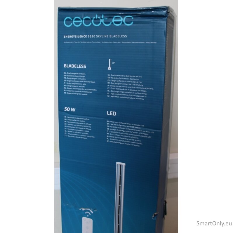 SALE OUT. EnergySilence 9890 Skyline Bladeless | Tower Fan | Stand Fan | 50 W | Diameter 23 cm | Number of speeds 3 | Oscillation | Timer | Remote control | Grey/White | DAMAGED PACKAGING 3 SALE OUT. EnergySilence 9890 Skyline Bladeless | Tower Fan | Stand Fan | 50 W | Diameter 23 cm | Number of speeds 3 | Oscillation | Timer | Remote control | Grey/White | DAMAGED PACKAGING 3