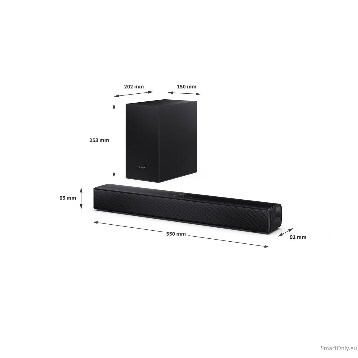 Sharp HT-SBW121 Compact 2.1 Soundbar with Wireless Subwoofer | Sharp 12
