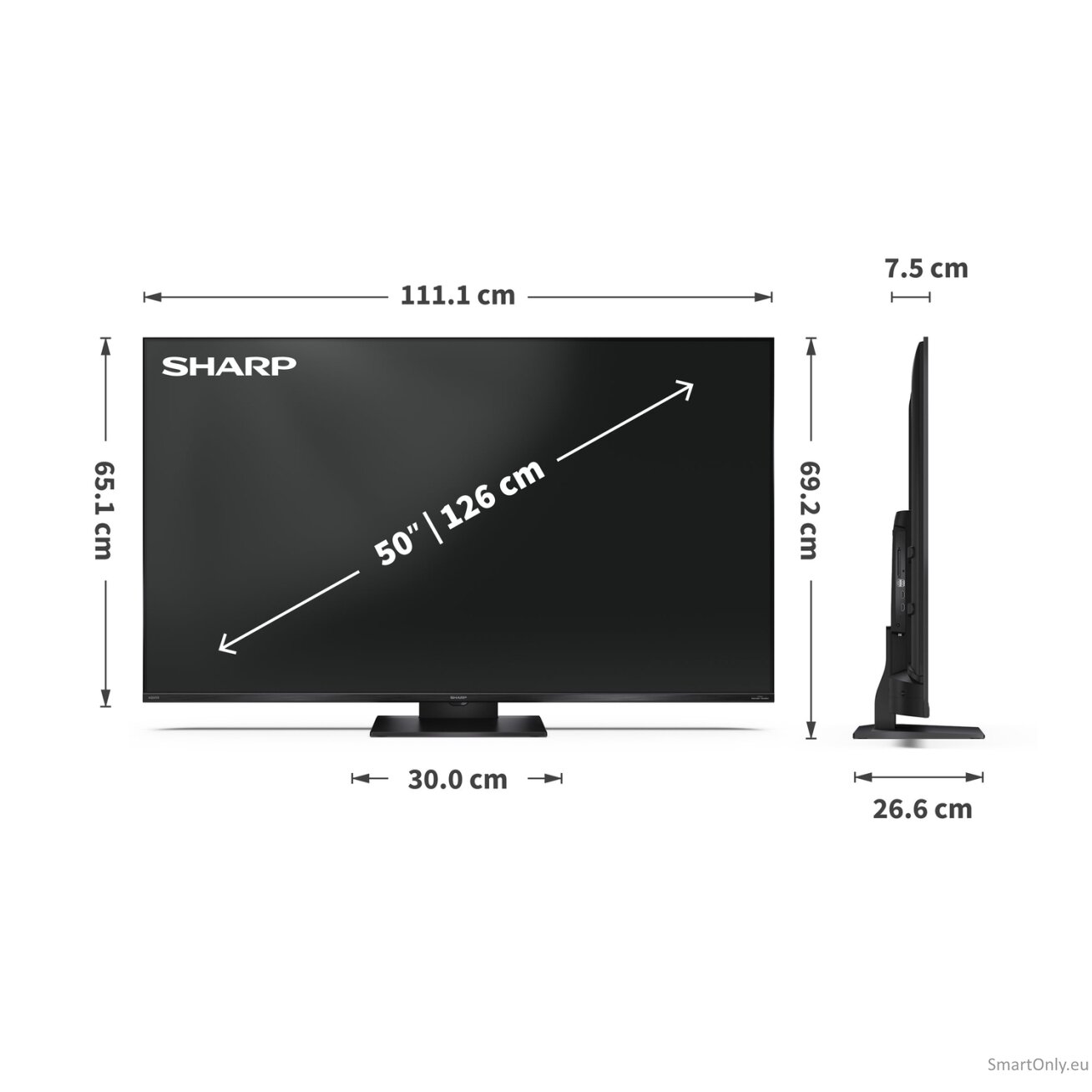 Sharp 50JR7265E 50" (126cm) 4K Ultra HD QLED Google TV | Sharp 3 Sharp 50JR7265E 50" (126cm) 4K Ultra HD QLED Google TV | Sharp 3