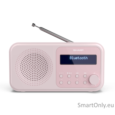Sharp DR-P420(PK) Tokyo Portable Digital Radio, FM/DAB/DAB+, Bluetooth 5.0, USB or Battery Powered, Pink Sharp