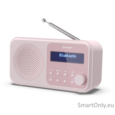 Sharp DR-P420(PK) Tokyo Portable Digital Radio, FM/DAB/DAB+, Bluetooth 5.0, USB or Battery Powered, Pink Sharp