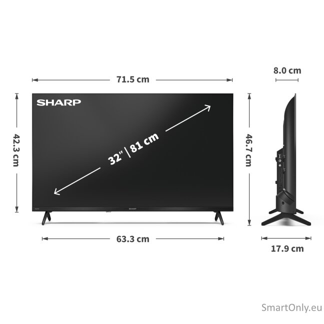 Sharp | 32HF2265E | 32 | Smart TV | Google TV 8