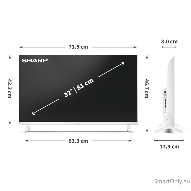 Sharp | 32HF2265EW | 32 | Smart TV | Google TV | White 7 Sharp | 32HF2265EW | 32 | Smart TV | Google TV | White 7