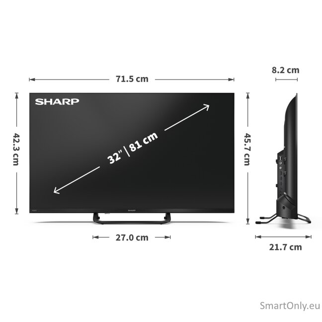 Sharp | 32HF3865E | 32 | Smart TV | Google TV 7 Sharp | 32HF3865E | 32 | Smart TV | Google TV 7