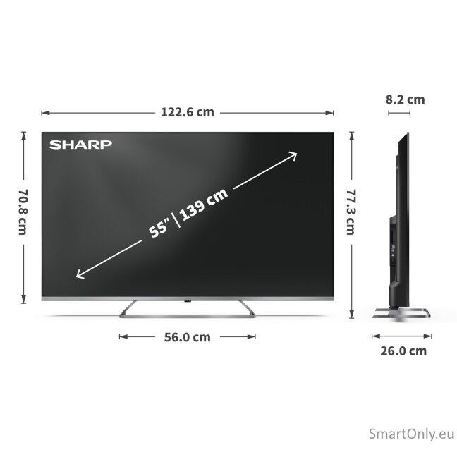 Sharp 4K Ultra HD QLED MiniLED TV | 55JP7265E | 55 | Google TV | UHD 6