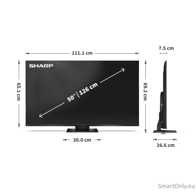 Sharp 50JR7265E 50" (126cm) 4K Ultra HD QLED Google TV | Sharp 3 Sharp 50JR7265E 50" (126cm) 4K Ultra HD QLED Google TV | Sharp 3