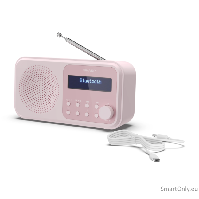 Sharp DR-P420(PK) Tokyo Portable Digital Radio, FM/DAB/DAB+, Bluetooth 5.0, USB or Battery Powered, Pink Sharp 3 Sharp DR-P420(PK) Tokyo Portable Digital Radio, FM/DAB/DAB+, Bluetooth 5.0, USB or Battery Powered, Pink Sharp 3