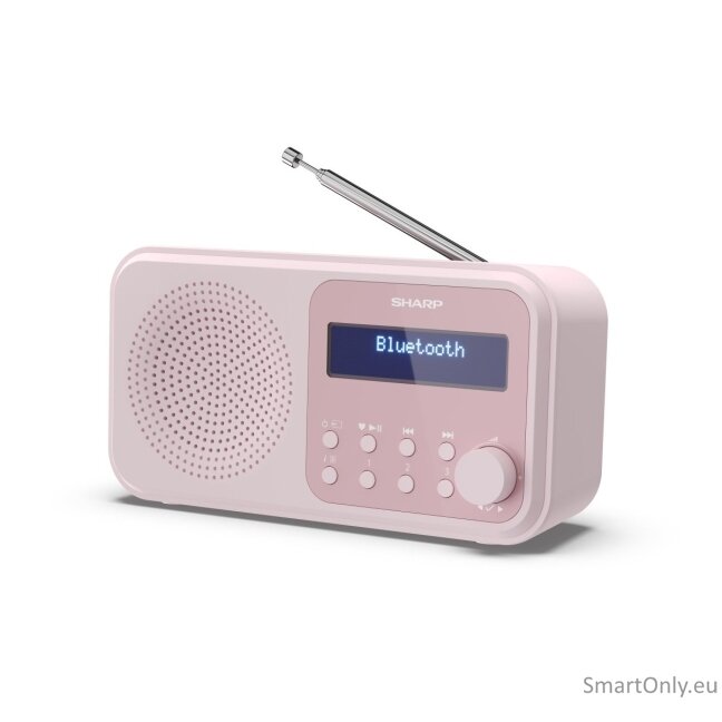 Sharp DR-P420(PK) Tokyo Portable Digital Radio, FM/DAB/DAB+, Bluetooth 5.0, USB or Battery Powered, Pink Sharp 5