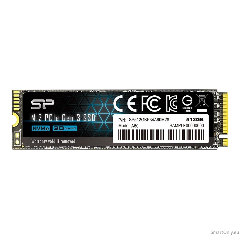 Silicon Power | A60 | 512 GB | Solid-state drive interface M.2 NVME | Read speed 2200 MB/s | Write speed 1600 MB/s Silicon Power | A60 | 512 GB | Solid-state drive interface M.2 NVME | Read speed 2200 MB/s | Write speed 1600 MB/s