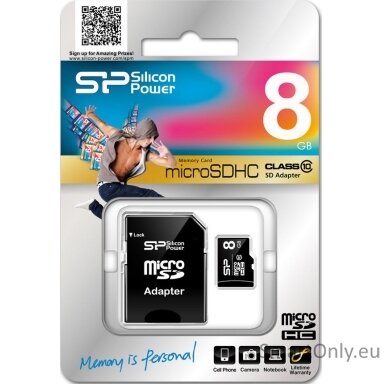 Silicon Power | 8 GB | MicroSDHC | Flash memory class 10 | SD adapter Silicon Power | 8 GB | MicroSDHC | Flash memory class 10 | SD adapter