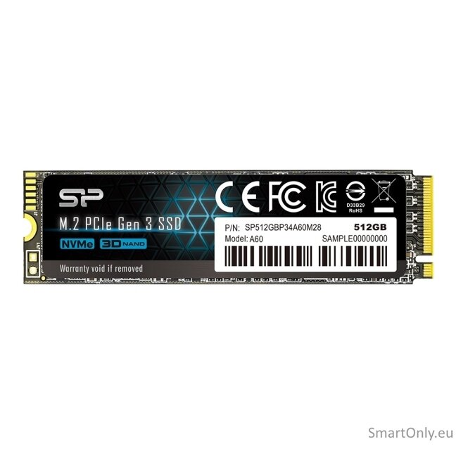 Silicon Power | A60 | 512 GB | Solid-state drive interface M.2 NVME | Read speed 2200 MB/s | Write speed 1600 MB/s Silicon Power | A60 | 512 GB | Solid-state drive interface M.2 NVME | Read speed 2200 MB/s | Write speed 1600 MB/s