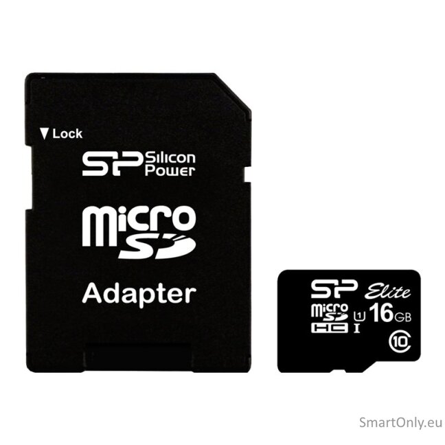 Silicon Power | Elite UHS-I | 16 GB | MicroSDHC | Flash memory class 10 | SD adapter 6