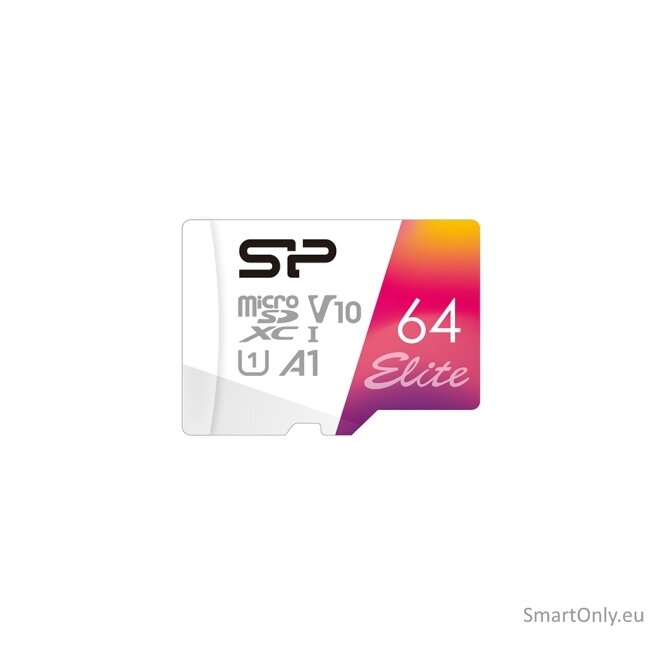 Silicon Power | microSDHC UHS-I Memory Card | Elite | 64 GB | microSDHC/SDXC | Flash memory class 10