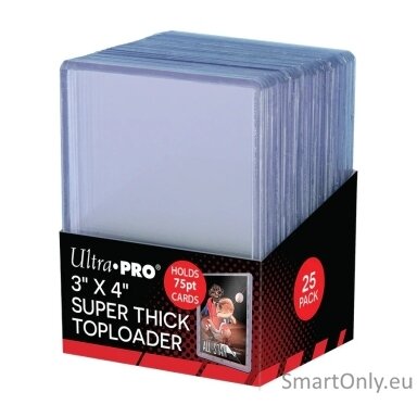 Skaidrūs Super Thick Toploader kortų laikikliai 3" x 4" (75PT) 25 vnt. Ultra PRO