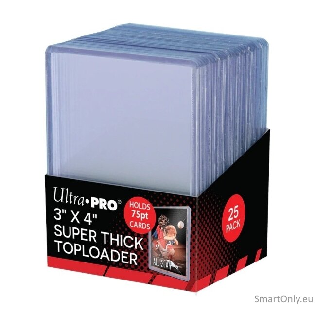 Skaidrūs Super Thick Toploader kortų laikikliai 3" x 4" (75PT) 25 vnt. Ultra PRO