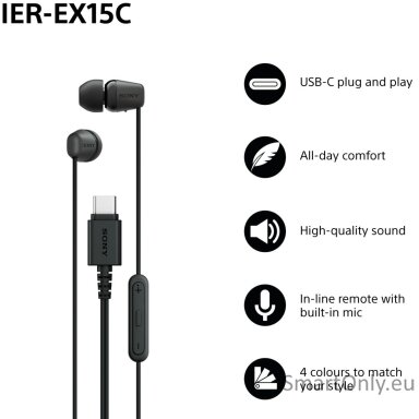 Sony IER‑EX15C USB‑C Wired Earbuds with Mic, Black