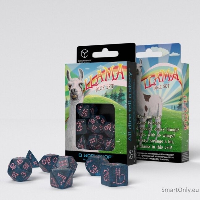 Sparkling Llama kauliukų rinkinys blizgančios tamsiai mėlynos ir rožinės sp