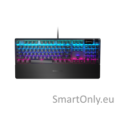 SteelSeries Apex 5 Gaming Keyboard, US Layout, Wired, Black SteelSeries Apex 5 Gaming keyboard Hybrid blue mechanical gaming switches guaranteed for 20 million keypresses, OLED Smart Display displays profiles, game info, Discord messages, and more, Aircra