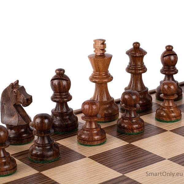 Staunton Walnut medinių šachmatų rinkinys su 27cm Inkrustuota lenta Manopoulos 3 Staunton Walnut medinių šachmatų rinkinys su 27cm Inkrustuota lenta Manopoulos 3