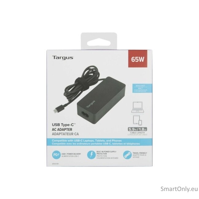 Targus | 65 W USB-C PD Charger - For Laptops or Power Pass-Thru Docks 3 Targus | 65 W USB-C PD Charger - For Laptops or Power Pass-Thru Docks 3