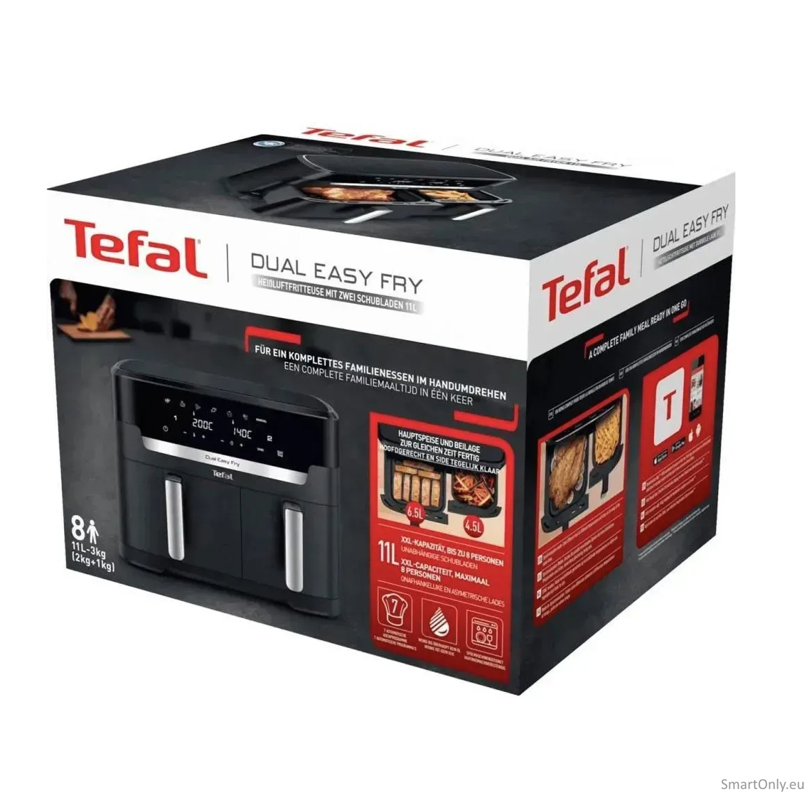 TEFAL | Air Fryer | EY942HE0 Easy Fry Dual XXL | Power 2700 W | Capacity 11 L | Black 2 TEFAL | Air Fryer | EY942HE0 Easy Fry Dual XXL | Power 2700 W | Capacity 11 L | Black 2