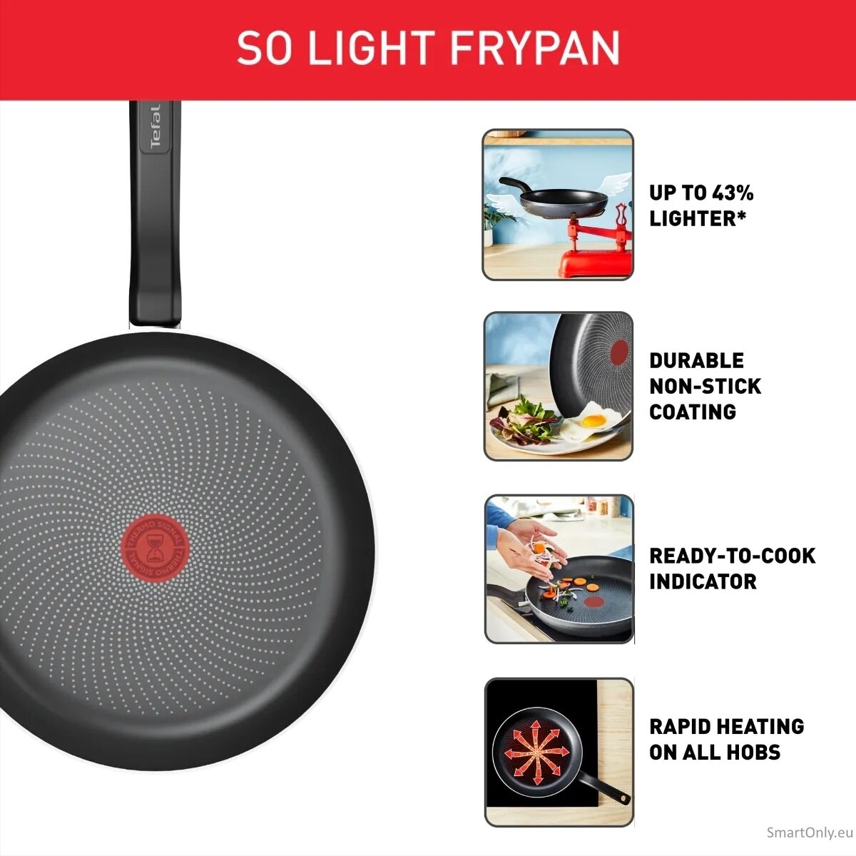 TEFAL Pan | H0560442 | Frying | Diameter 24 cm | Suitable for induction hob | Fixed handle | Black 1 TEFAL Pan | H0560442 | Frying | Diameter 24 cm | Suitable for induction hob | Fixed handle | Black 1