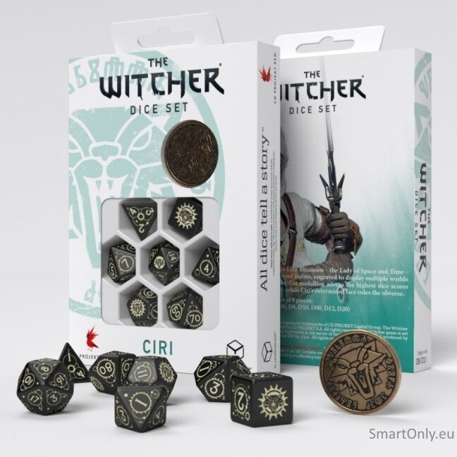 The Witcher Ciri The Zireael kauliukų rinkinys juodos ir smėlio sp The Witcher Ciri The Zireael kauliukų rinkinys juodos ir smėlio sp