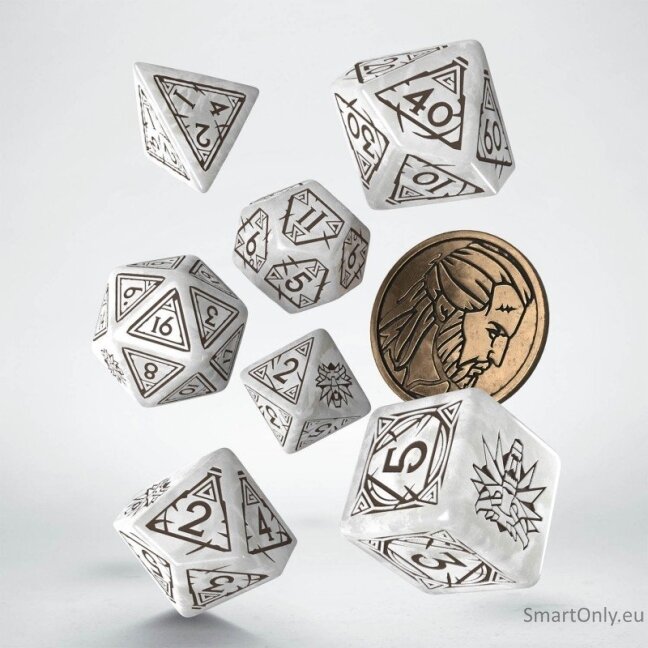 The Witcher Geralt kauliukų rinkinys perlo ir rudos sp 2 The Witcher Geralt kauliukų rinkinys perlo ir rudos sp 2