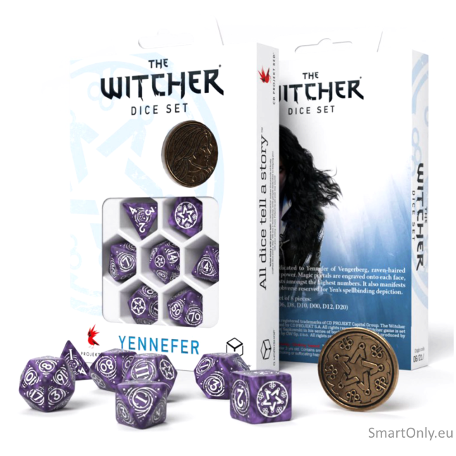 The Witcher Yennefer kauliukų rinkinys levandų ir baltos sp The Witcher Yennefer kauliukų rinkinys levandų ir baltos sp