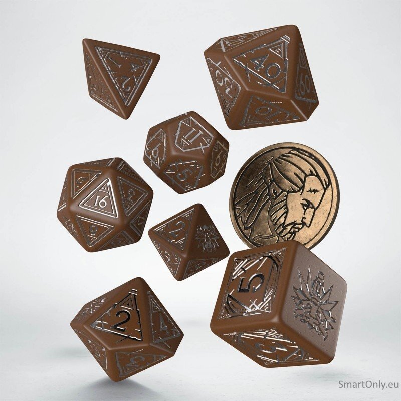 The Witcher Geralt kauliukų rinkinys rudos ir sidabrinės sp 1 The Witcher Geralt kauliukų rinkinys rudos ir sidabrinės sp 1