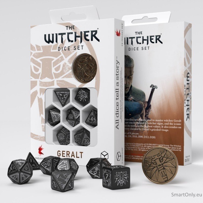 The Witcher Geralt Silver Sword kauliukų rinkinys juodos ir sidabro sp The Witcher Geralt Silver Sword kauliukų rinkinys juodos ir sidabro sp