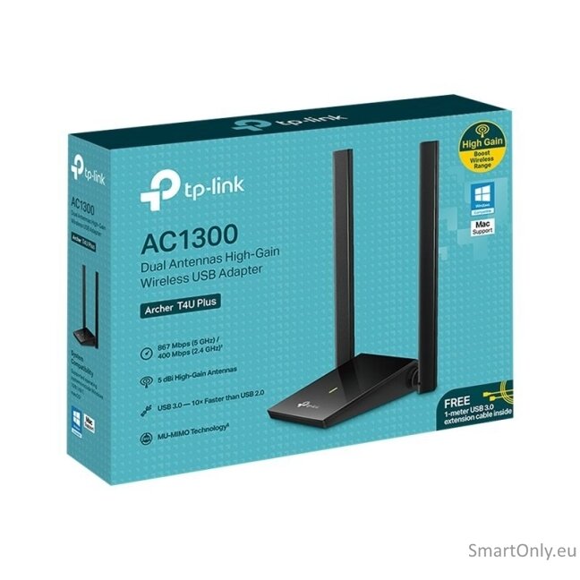 TP-LINK | Archer | 2×External | T4U Plus | 2.4GHz/5GHz | 400+867 Mbit/s 7 TP-LINK | Archer | 2×External | T4U Plus | 2.4GHz/5GHz | 400+867 Mbit/s 7