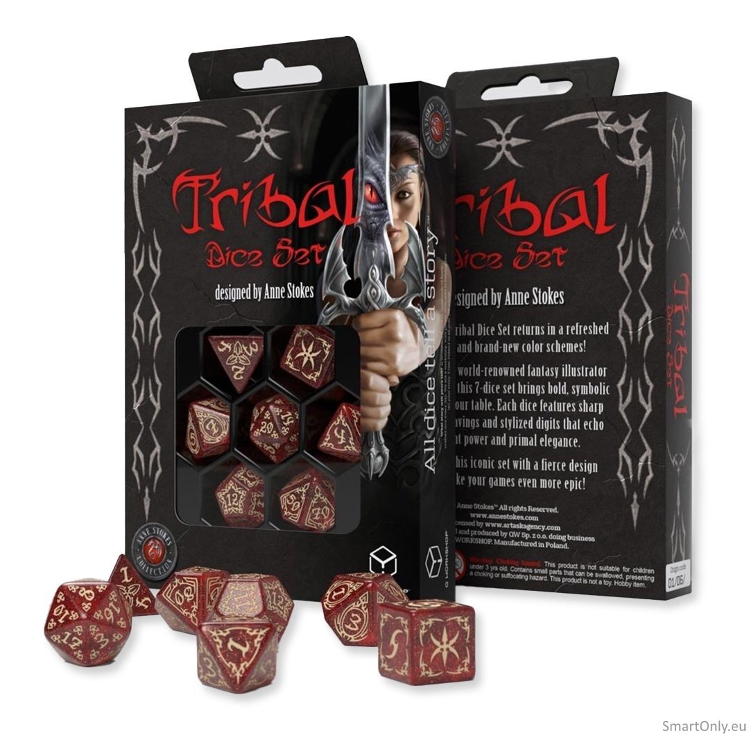 Tribal kauliukų rinkinys Shimmering red & Beige Q-WORKSHOP