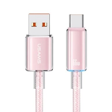 USAMS Cloud Series 6A USB to type-C greito krovimo laidas 1,2m Pink USAMS Cloud Series 6A USB to type-C greito krovimo laidas 1,2m Pink