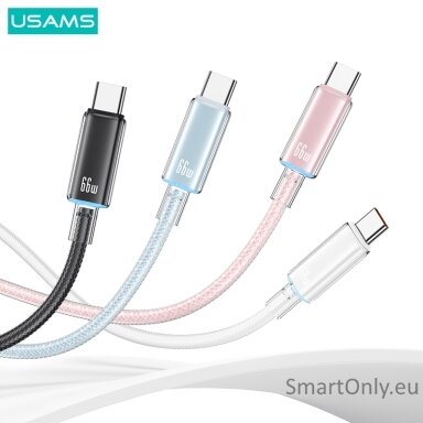 USAMS Cloud Series 6A USB to type-C greito krovimo laidas 1,2m Pink USAMS Cloud Series 6A USB to type-C greito krovimo laidas 1,2m Pink