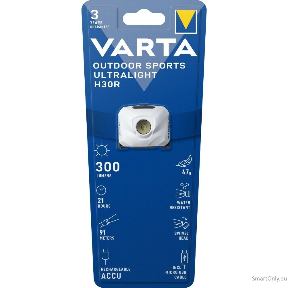 Varta Outdoor Sports Ultralight H30R 18631 įkraunamas prožektorius ant galvos 3