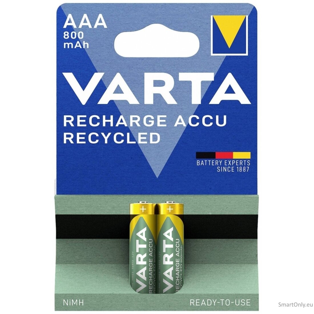 Varta Recharge Accu Recycled AAA 800 mAh (56813) įkraunamos baterijos 2 vnt. 2 Varta Recharge Accu Recycled AAA 800 mAh (56813) įkraunamos baterijos 2 vnt. 2
