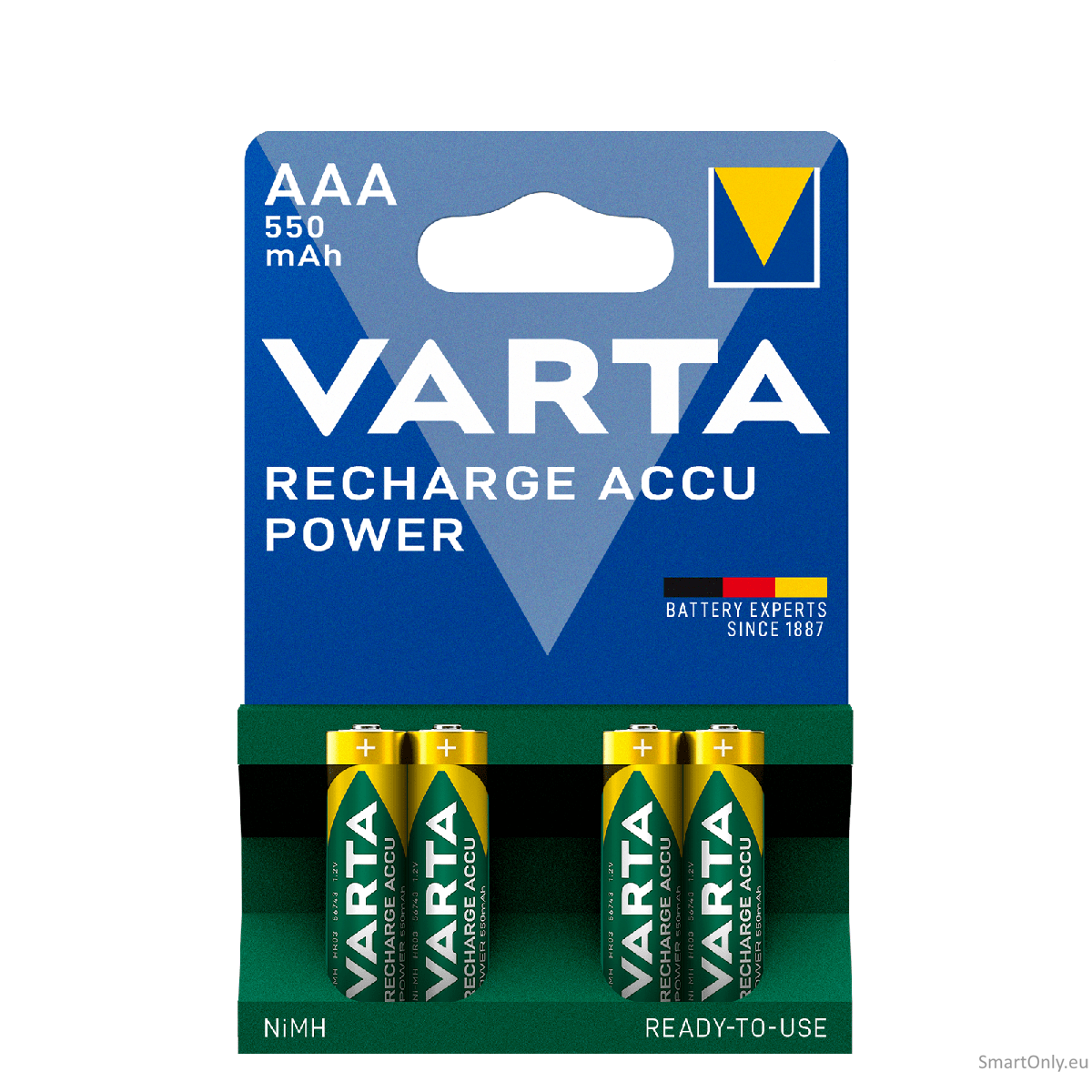 Varta AAA Recharge ACCU Power 550mAh (56743) R2U pakraunamos baterijos 4 vnt. Varta AAA Recharge ACCU Power 550mAh (56743) R2U pakraunamos baterijos 4 vnt.